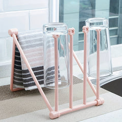 Pink Foldable Standing Towel Rack Bathroom Storage Shelf