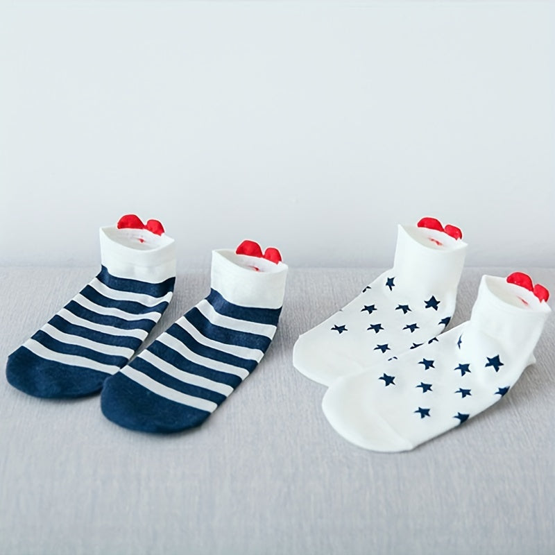 5 Pairs Heart Pattern Socks & Lightweight Low Cut Ankle Socks Women's