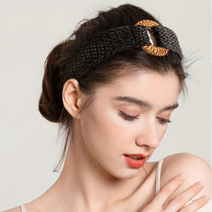 Boho Woven Wide Headband Straw Knitted Hairband