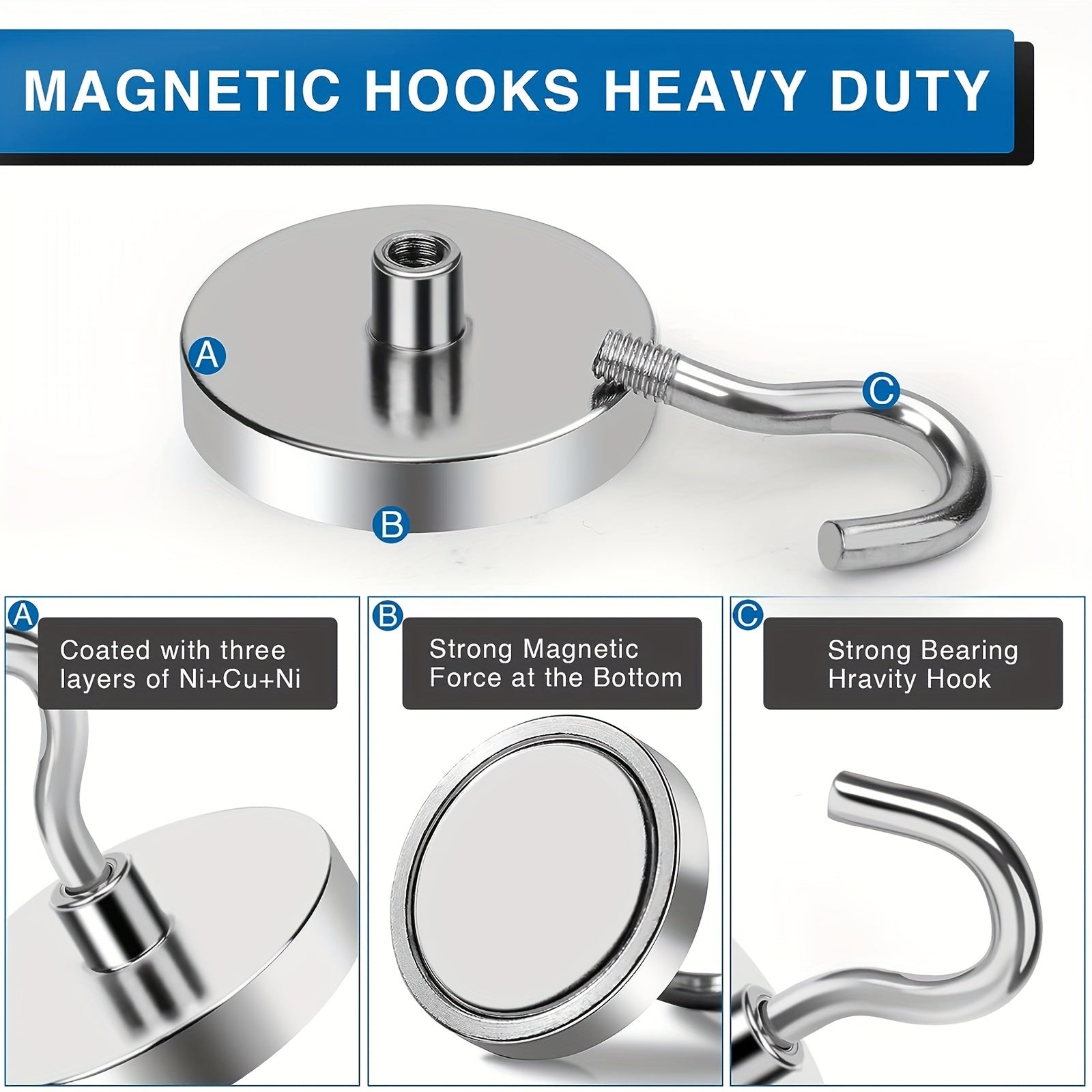 Heavy Duty Magnetic Hook 49 9 KG Strong Hanging Toolbox Office Kitchen