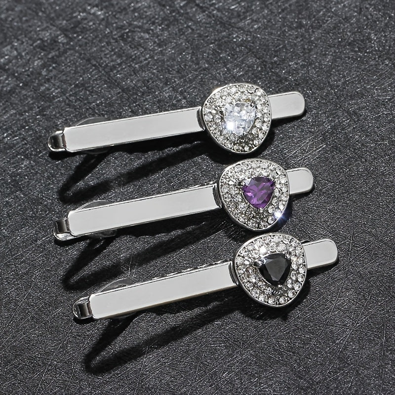 Men's Big Rhinestone Tie Clip Vintage Collar Pin
