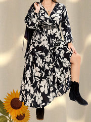 Floral Print Long Sleeve Maxi Dress