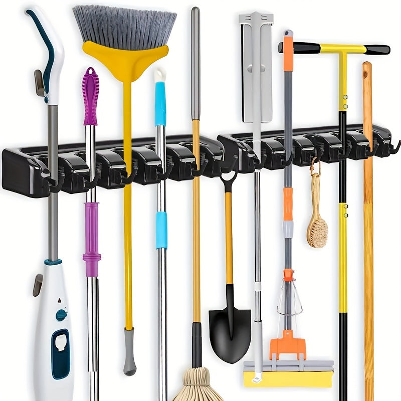 Garage Tool Storage Rack Wall Mounted with Hooks 5 Clips and 6 Hooks