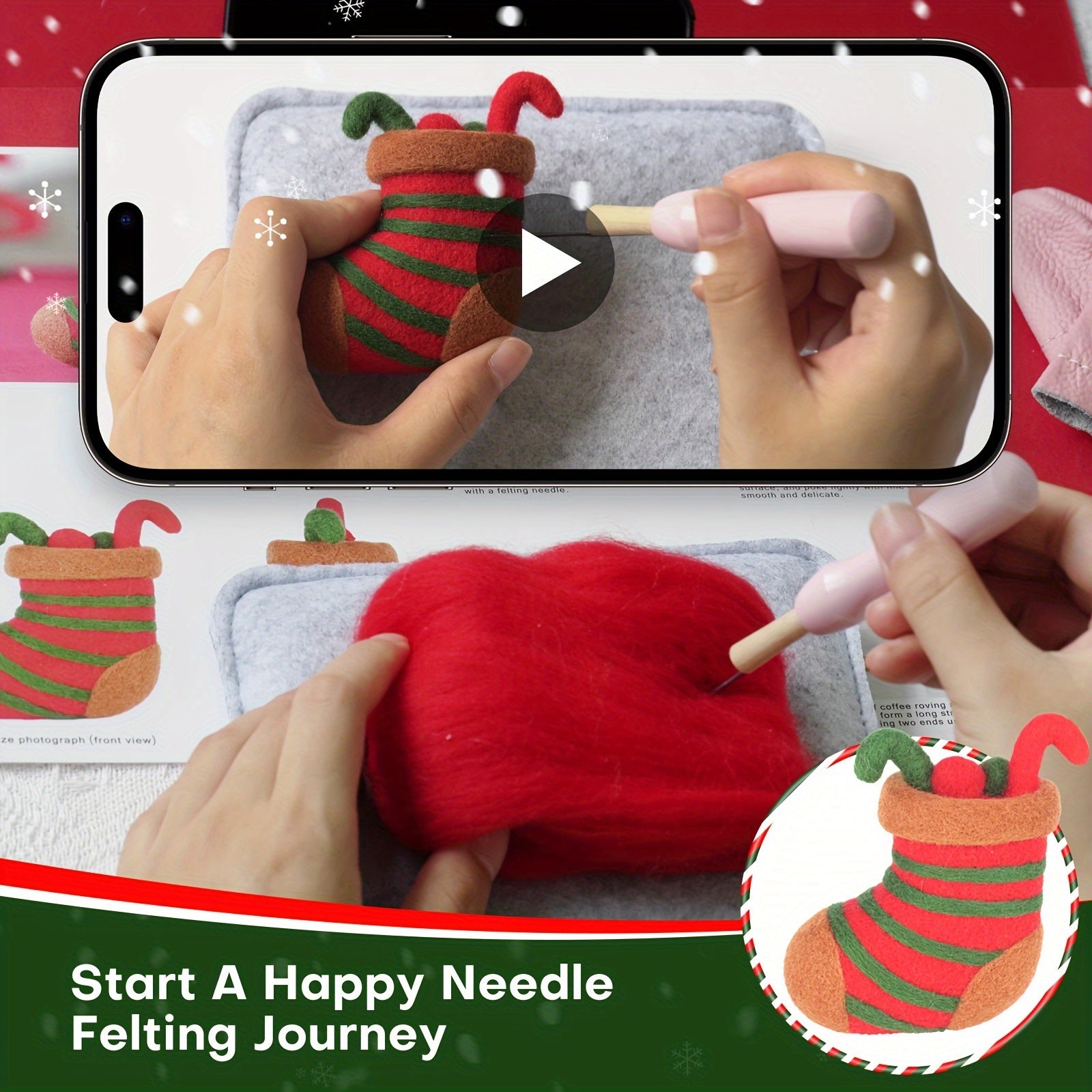 Santa Claus Needle Felting Kit For DIY Art Craft