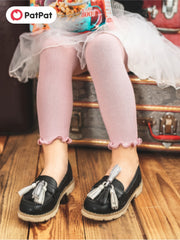 Girls Frill Edges Stretch Legging Pants Skinny Fit Footless Legging Bottoms