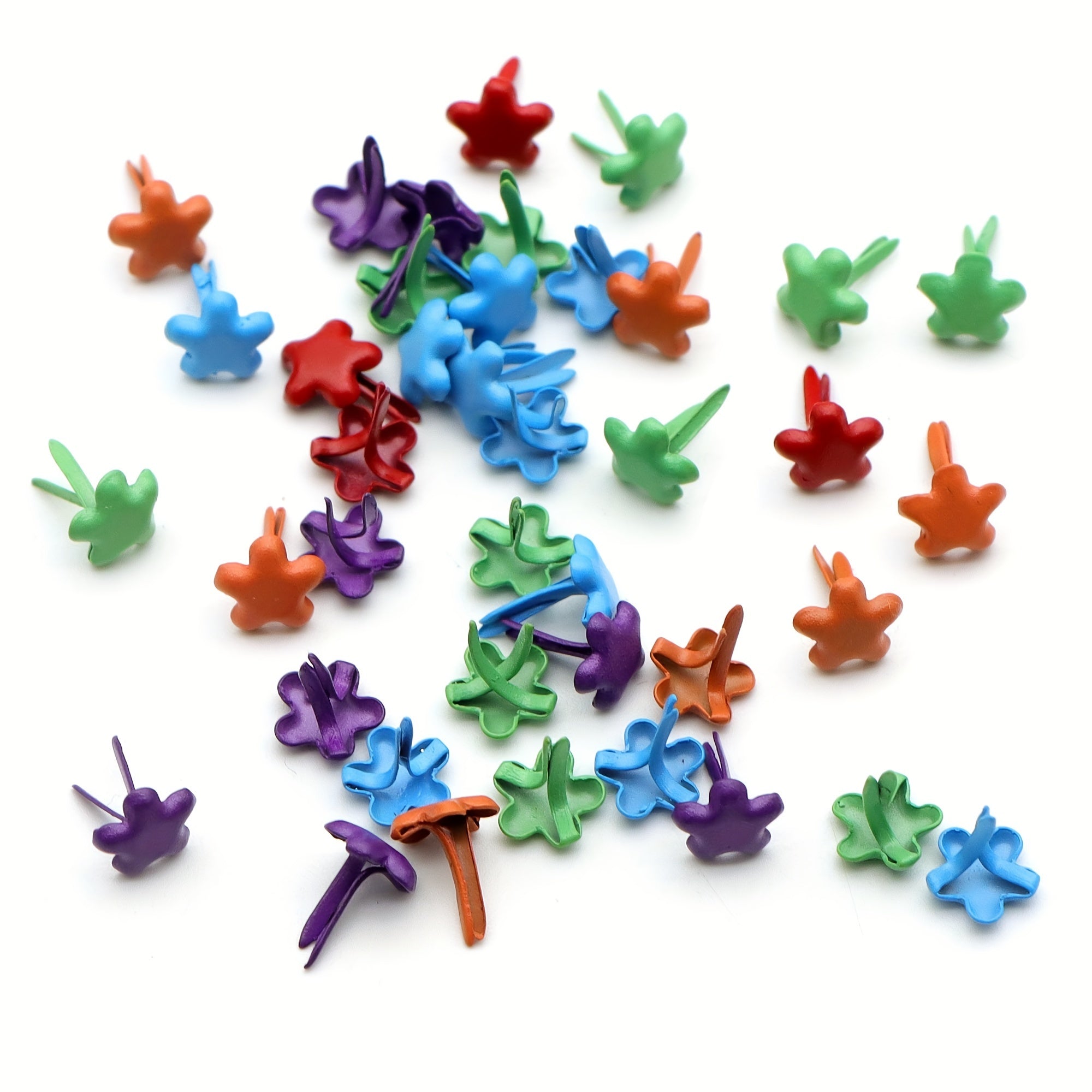 50pcs Mixed Paper Fasteners Metal Brads Mini Plum Shaped Scrapbooking Embellishm