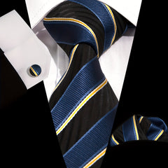 Classic Necktie Pocket Square And Hanky Cufflinks Set For Men