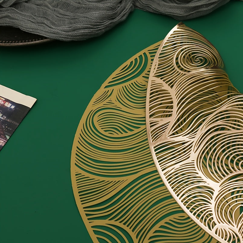 Metallic Vinyl Round Placemat for Coffee Cups and Dining Table