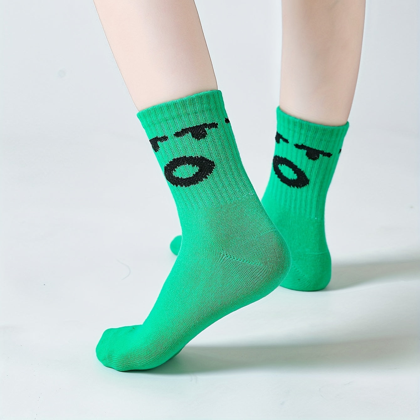 5 Pairs Kids Funny Crew Socks Breathable Comfortable Mid Calf