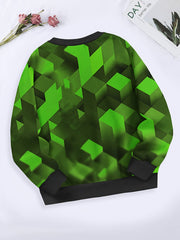Kids Creative Cube Graphic Long Sleeve Sweatshirt For Spring Fall