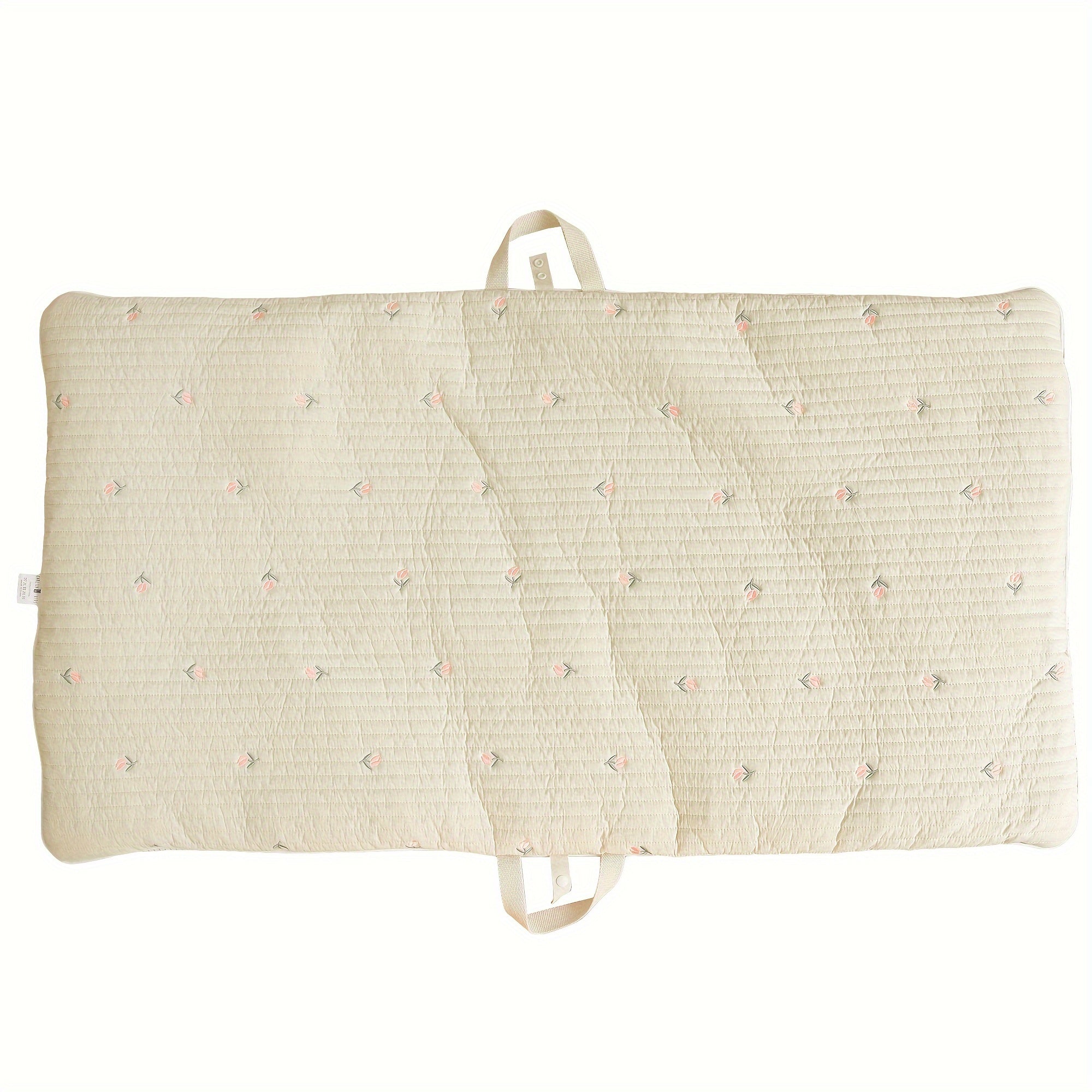 Kids' Embroidered Nap Mat Portable Foldable Soft Mattress for Travel Ivory