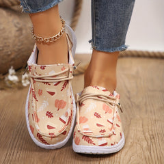 Women's Print Outdoor Casual Flat Shoes Lightweight Slip on Skate Shoes