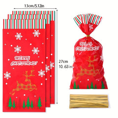 50pcs Christmas Candy OPP Packaging Bag Santa Claus Snowflake Gift Bag