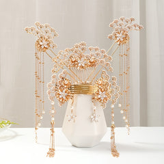 Faux Pearl Crystal Flower Bridal Jewelry Set