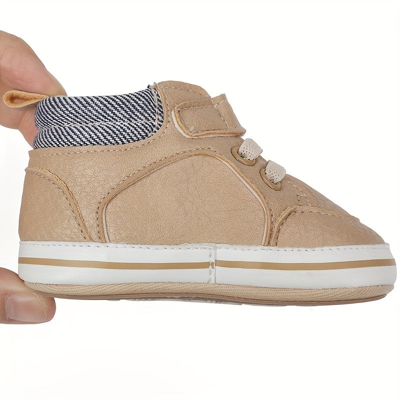 Baby Boy's Solid Walking Shoes With Hook And Loop Fastener