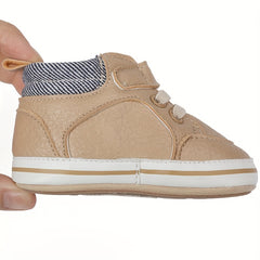 Baby Boy's Solid Walking Shoes With Hook And Loop Fastener