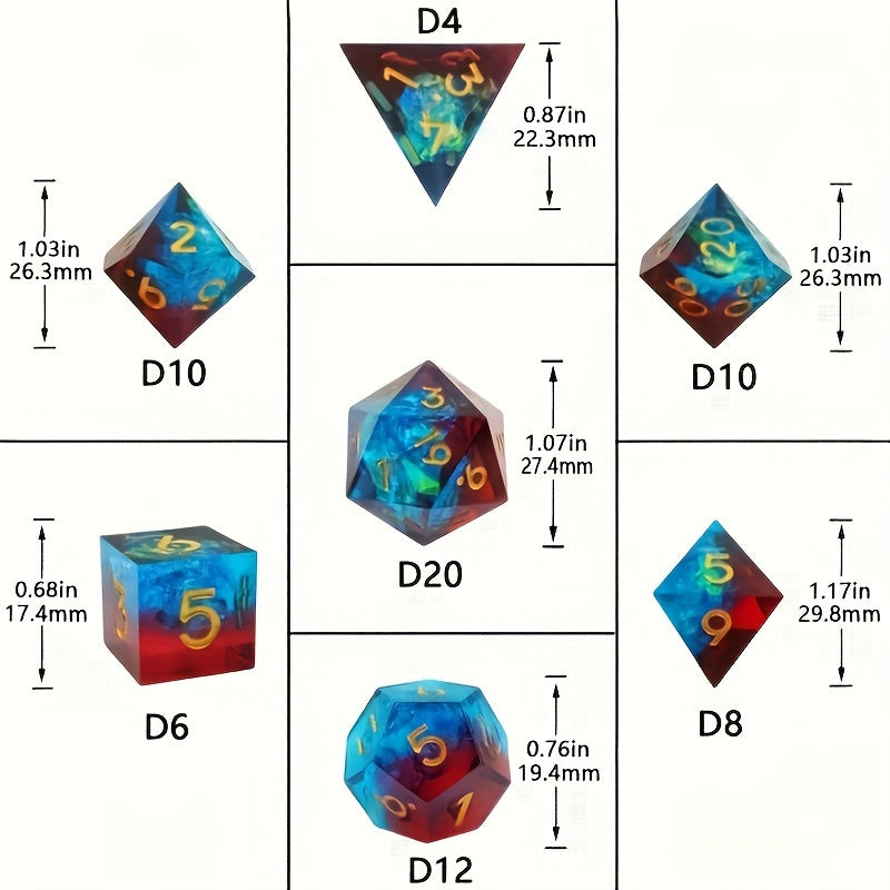 7pcs Resin Flower Polyhedral Dices For Board Games