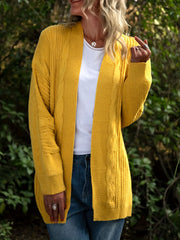 Casual Cardigan Women's Plus Solid Cable Long Sleeve Open Front