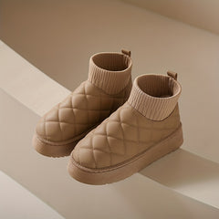 Women's Quilted Ankle Snow Boots Thermal Slip On Boots