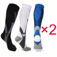 6 Pairs Men's Compression Sport Socks, Nylon Blend, Breathable