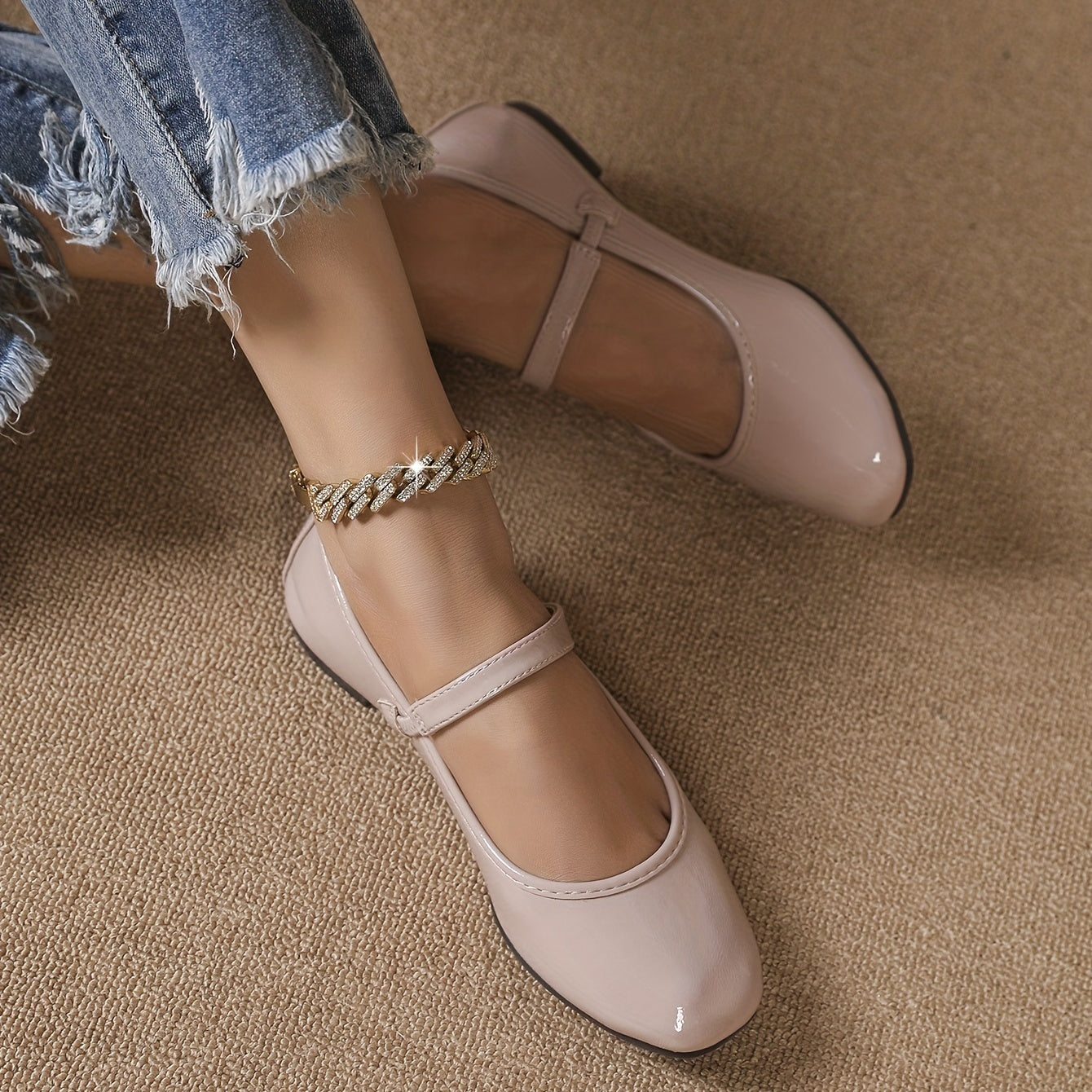 Women's Square Toe Patent Leather Mary Jane Flats