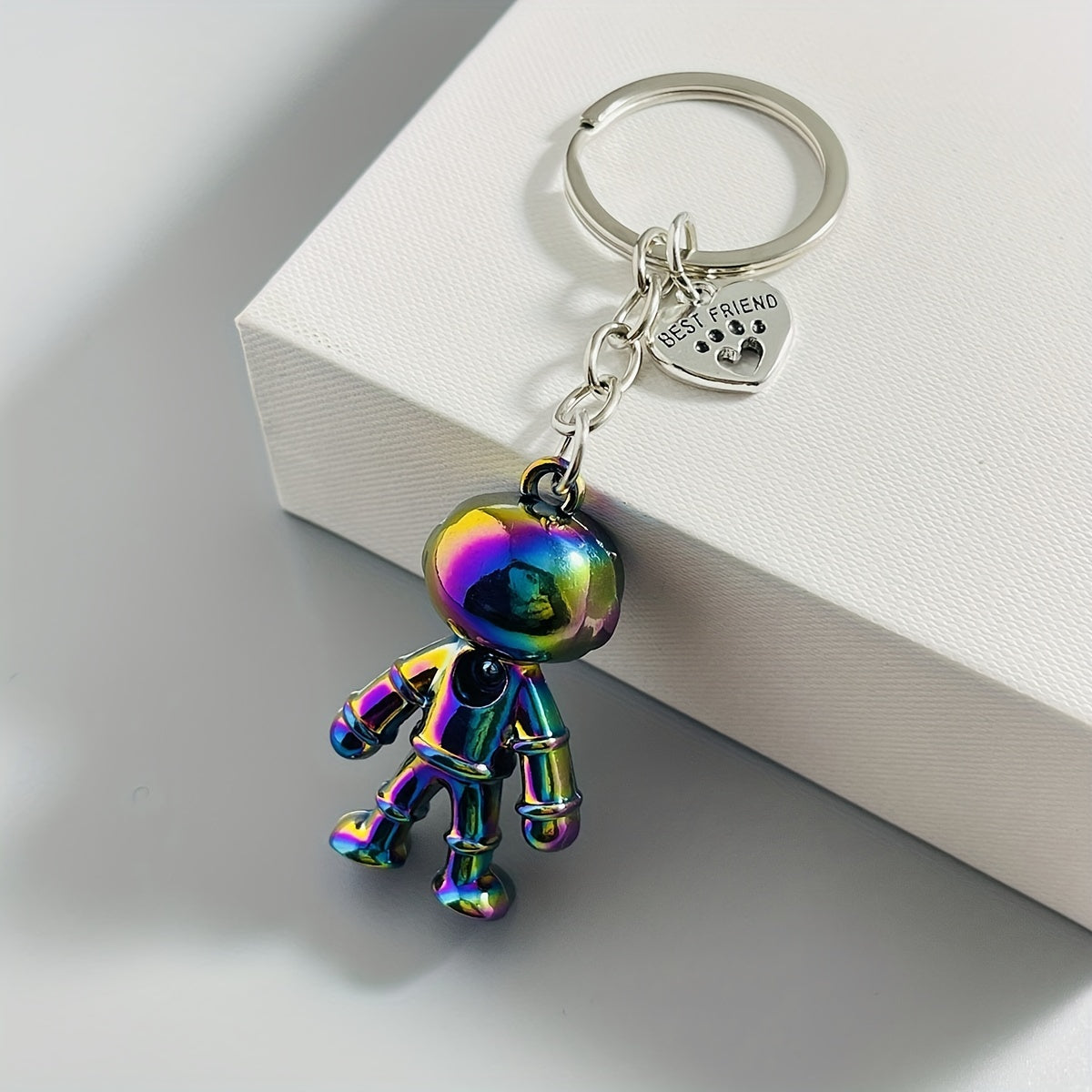 Y2K Astronaut Keyring Holographic Spaceman Robot Key Ring