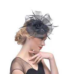 Bride's Feather Hair Ornament Wedding Flower Cocktail Hair Clip