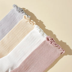 4 Pairs Baby Girls Kids Cotton Long Socks for Spring Autumn