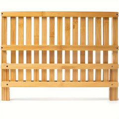 2 Tier Bamboo Dish Drying Rack Collapsible Foldable Kitchen Plate Drainer