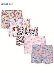 5 Pairs Girls Underwear Cartoon Pattern Boxer Briefs