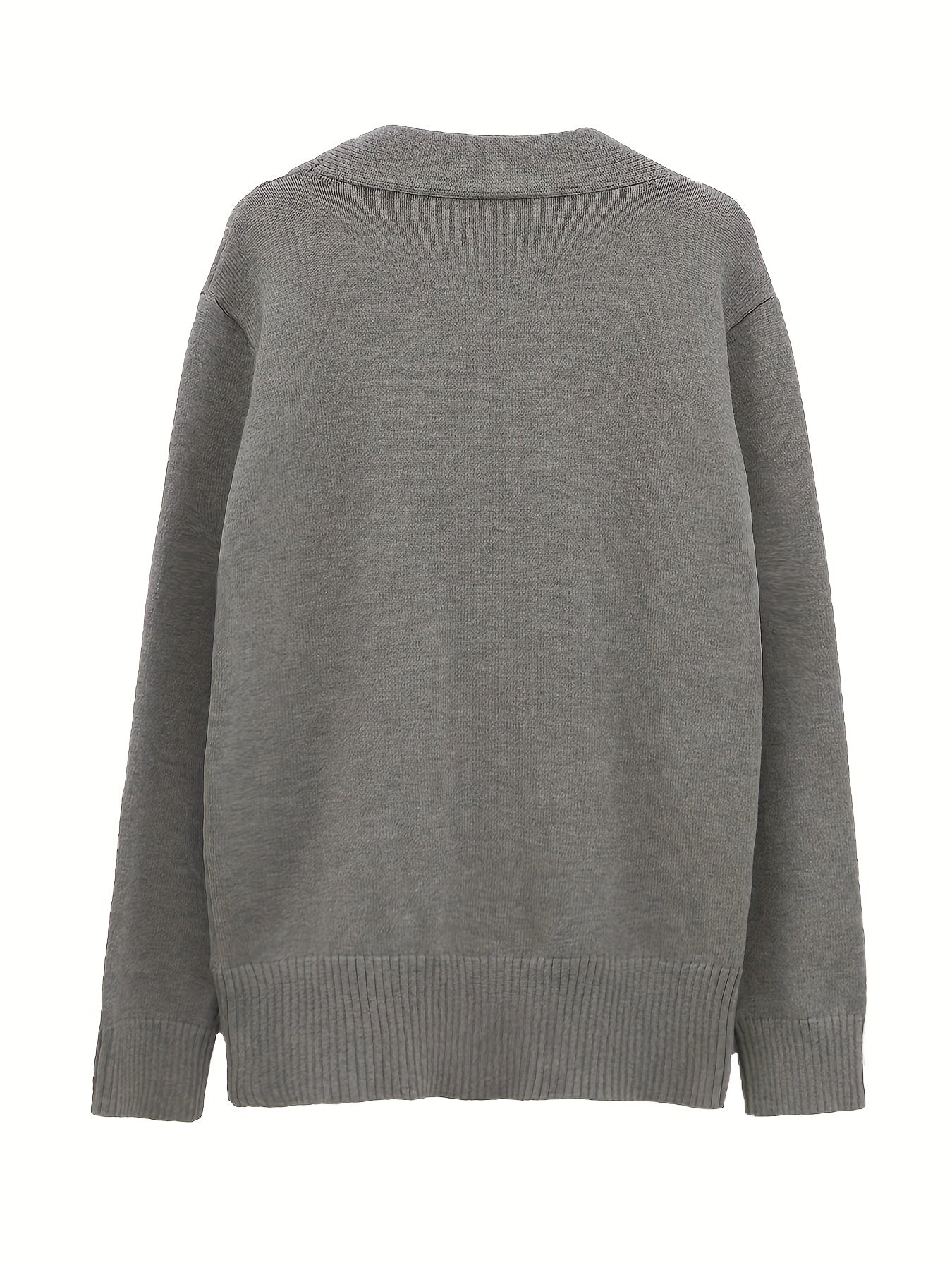 Casual Sweater Women's Solid Long Sleeve V Neck Jumper