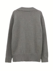 Casual Sweater Women's Solid Long Sleeve V Neck Jumper
