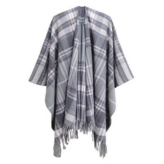 Plaid Shawl With Tassel Long Warm Winter Shawl