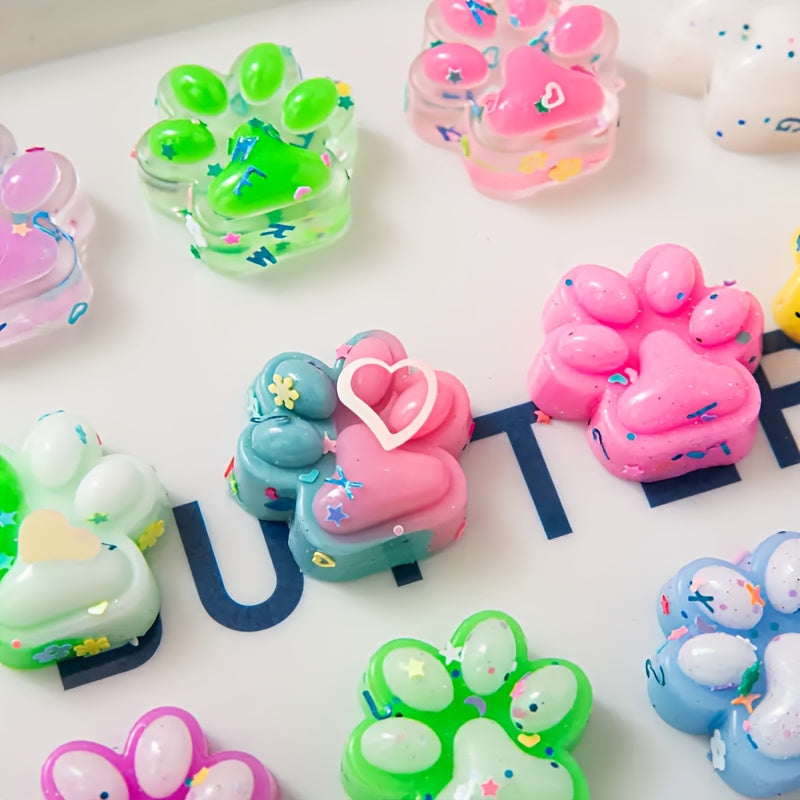 Cat Paw Squishy Toy Soft Animal Claw Glittery Confetti Hand Toy
