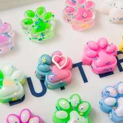 Cat Paw Squishy Toy Soft Animal Claw Glittery Confetti Hand Toy