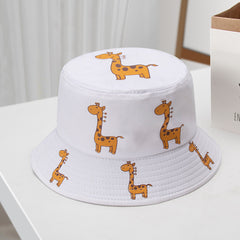 Kids Giraffe Print Bucket Hat Wide Brim Sunshade Cap