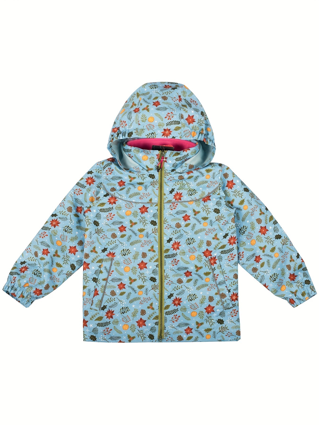 Toddler Girls Cartoon Print Hooded Jacket with Pockets