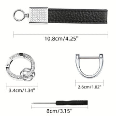 Men's Rhinestone Car Keychain Holder 360° Rotatable Swivel D Ring