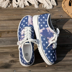 Women's Tie Dye StarPattern Skate Shoes Lightweight Non-Slip Board Shoes