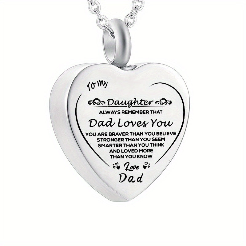 Heart Cremation Urn Necklace Stainless Steel Pendant Keepsake Gift