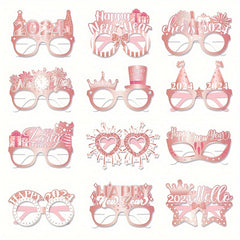 12 Pieces Year Decorative Glasses Party Supplies Photo Props