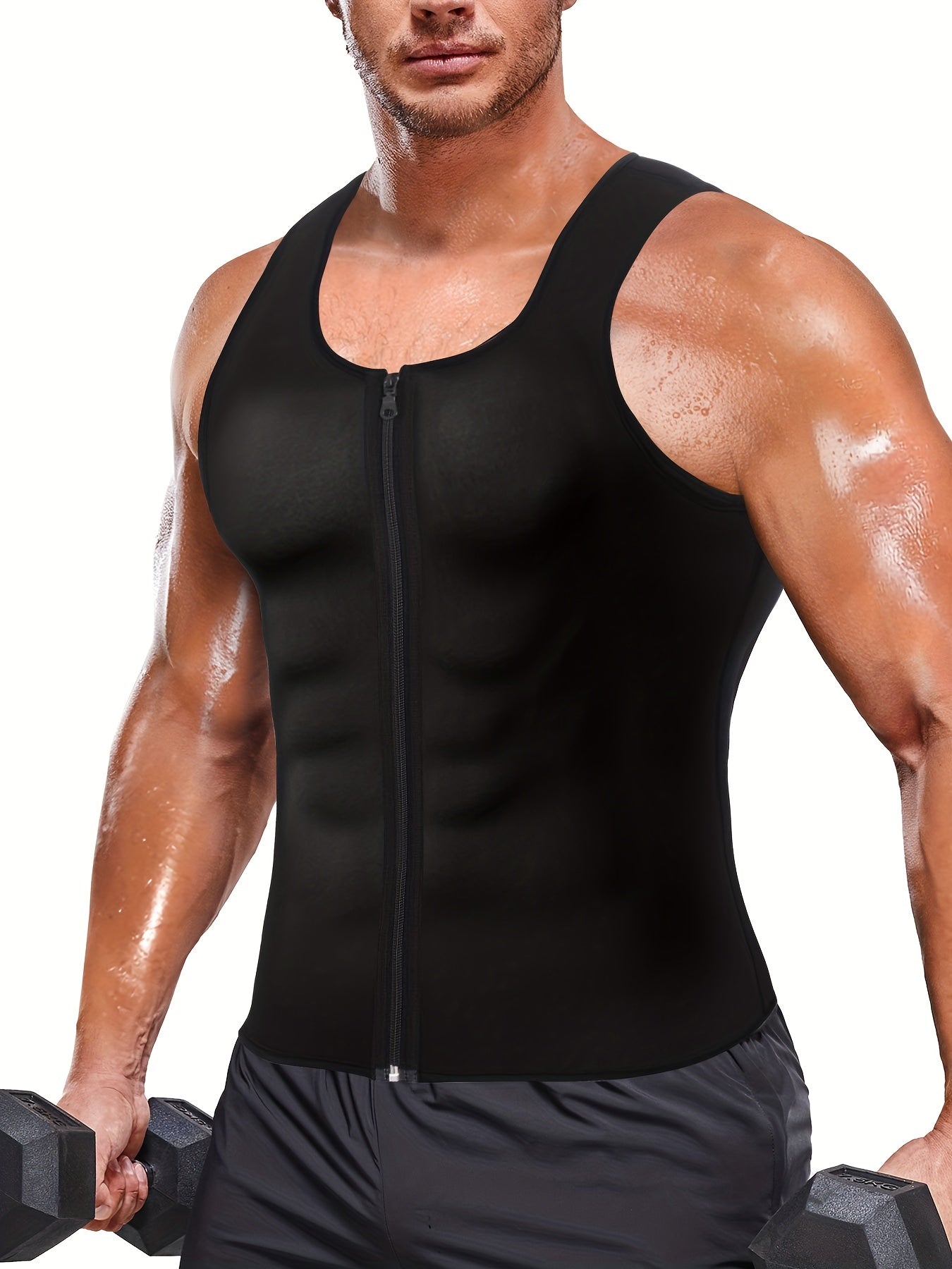 Men's Neoprene Sauna Suit Waist Trainer Vest Body Shaper Tank Top