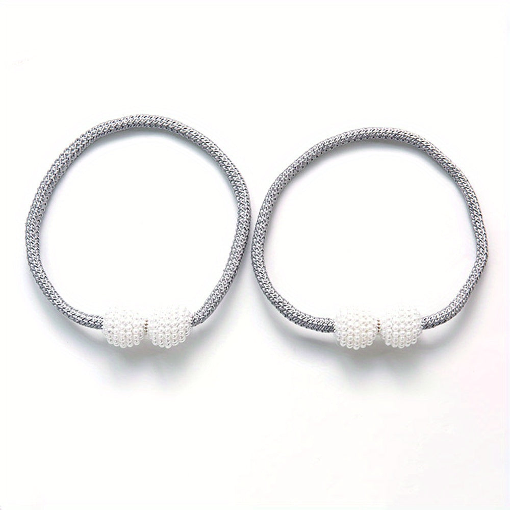 Faux Pearl Curtain Magnetic Buckle Tieback for Home