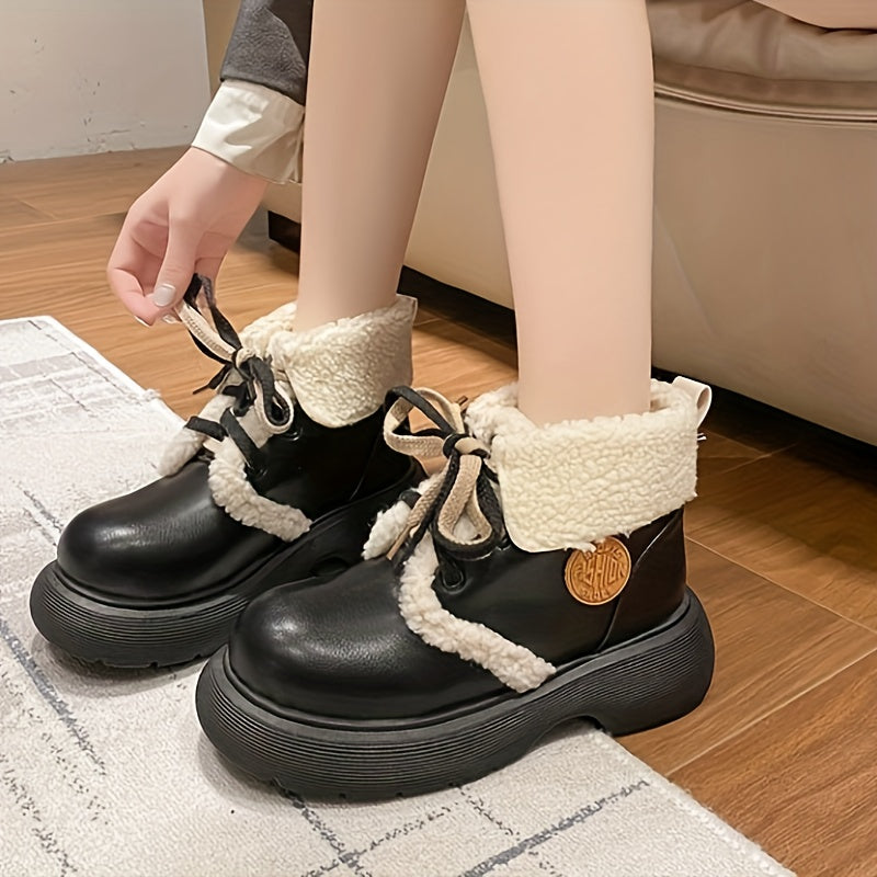 Chunky Snow Boots Non Slip Thickened Medium Tube Thick Bottom Boots Women's Foot