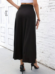 Solid Drawstring Skirts Casual & High Waist Maxi Skirts Women's Clothing
