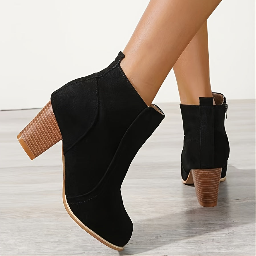 Women's Chunky Heel Ankle Boots High Heel Short Boots