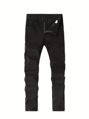Men's Slim Fit Straight Leg Jeans Casual Street Style Medium Stretch Denim Pants
