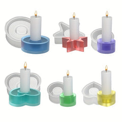 DIY Crystal Glue Resin Mold Candlestick Round Star Love Candle Silicone Mold