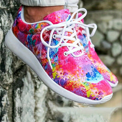 Peace And Flower Print Soft Running Shoes Casual Outdoor Sneakers