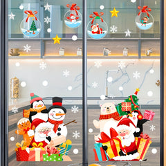 2pcs Christmas Window Stickers Santa Claus Snowman Decor